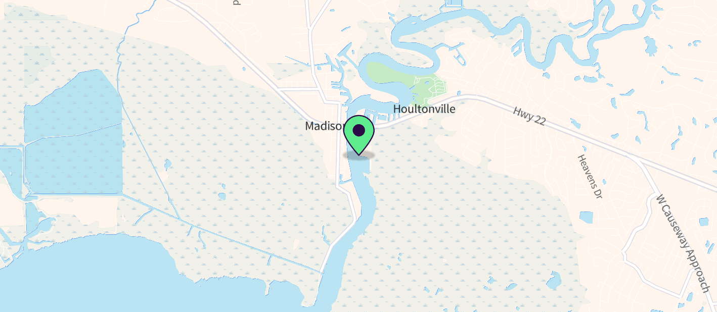 The boat's approximate location on a map