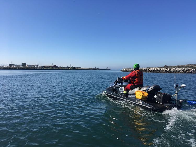 Professional Jet ski fishing set up with GPS and ample storage
